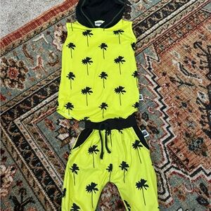 Kids Palm Tree Print Matching Set - Green